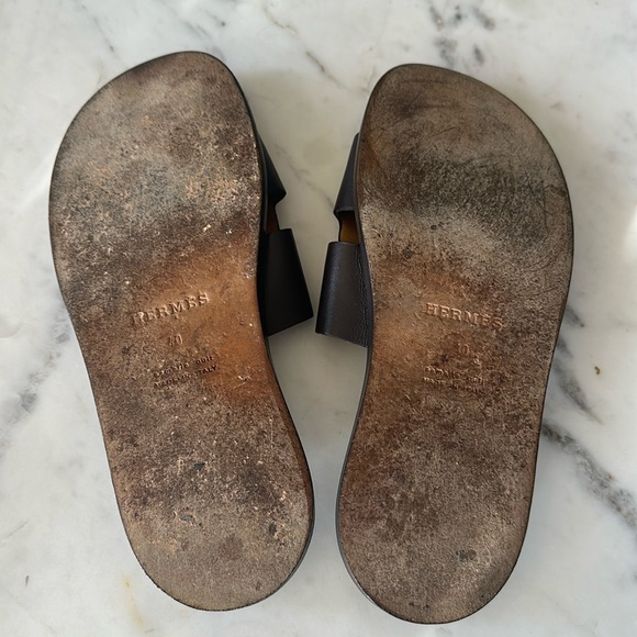 HERMÉS “izmir” brown leather sandal - Picture 6 of 9